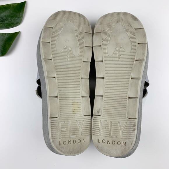 Fly London Bime Slingback Platform Wedge Sandals White Grey Women's 38 US 7.5 8 - Picture 13 of 14